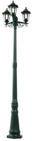 Lanterna de exterior clássica verde-escura 217cm 3-luzes IP44 - New Haven Clássico / Antigo