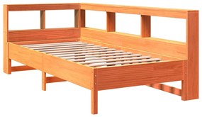 Cama com estante sem colchão 90x190cm pinho maciço castanho-mel