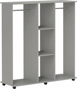 HOMCOM Armário guarda‑roupa móvel de arrumação 6 rodas 120 x 40 x 128 cm em madeira cinza | Aosom Portugal