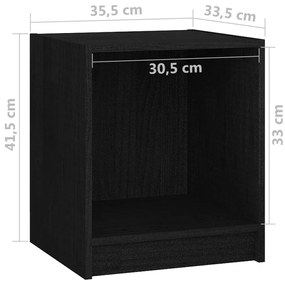 Mesa de cabeceira 35,5x33,5x41,5 cm pinho maciço preto