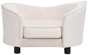 Sofá para cães 69x49x40 cm pelúcia e couro artificial cor creme