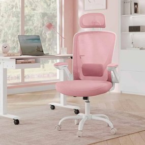 Cadeira de escritório ergonómica com função de baloiço rosa pastel