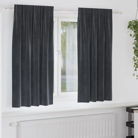 Cortinas Blackout vidaXL com fita superior 2 pcs Cinza Escuro Veludo