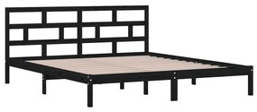 Estrutura de cama casal 135x190 cm madeira maciça preto