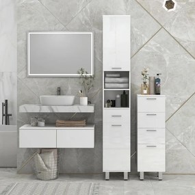 Armário Alto Damise de Casa de Banho de 180cm - Branco - Design Modern