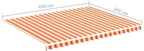 Tecido de substituição para toldo 4,5x3,5 m amarelo e laranja