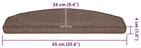 Tapetes de escada 30 pcs 65x24x4 cm castanho café