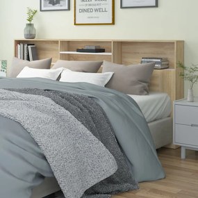 vidaXL Armário de cabeceira 220x19x103,5 cm branco e carvalho sonoma