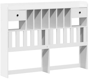 Cama com estante sem colchão 160x200 cm pinho maciço branco