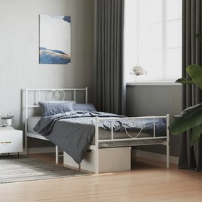vidaXL Estrutura de cama com cabeceira e pés 75x190 cm metal branco