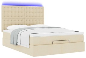Estrutura de cama otomana com colchão tecido creme 140x200cm