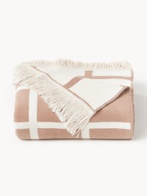 Manta reversível com padrão xadrez com franjas Edison