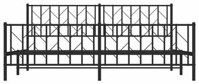 Estrutura de cama com cabeceira e pés 193x203 cm metal preto