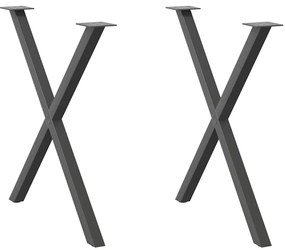 vidaXL Pés para mesa de jantar em formato de X, 2 peças, antracite, 70x(72-73) cm, aço