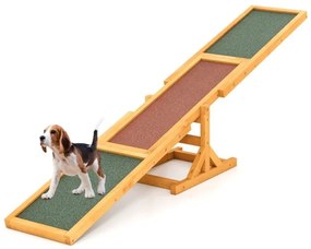 Baloiço de agilidade para cães 179 x 30 x 55 cm, com rampa antiderrapante para animais de estimação, para uso interno e externo, amarelo