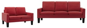 vidaXL 2 pcs conjunto de sofás couro artificial vermelho