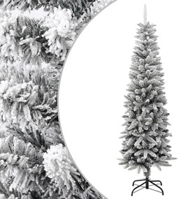 vidaXL Árvore de Natal artificial fina com neve PVC e PE 180 cm