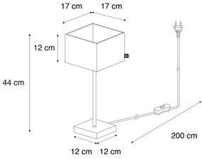 Candeeiro de mesa moderno preto com abajur de tecido preto e dourado - VT 1 Moderno