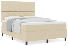 Cama Box Spring com Colchão Creme 140x200 cm Tecido