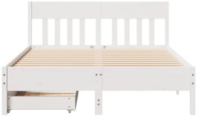 Cama sem colchão 150x200 cm madeira de pinho maciça branco