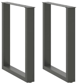 Pés para mesa de jantar em formato de U, 2 peças, antracite, 60x(72-73