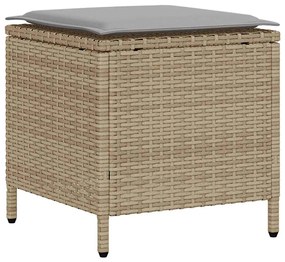 6 pcs conjunto de sofás p/ jardim com almofadões vime PE bege