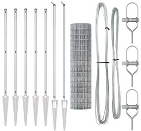 Cerca Euro da com 7 Postes Espinhos 1.2x10 m Aço Galvanizado