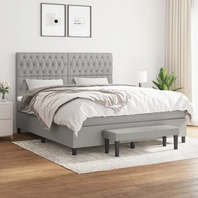 vidaXL Cama com molas/colchão 180x200 cm tecido cinzento-claro