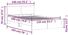 Estrutura de cama com cabeceira 135x190 cm branco