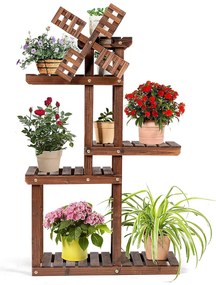 Floreira Estante Suporte flores de 5 Niveis para Flores Porta Plantas de Madeira 60 x 25 x 97 cm Castanho