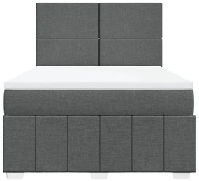 Cama com molas/colchão 140x190 cm tecido cinzento-escuro