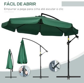 Outsunny Chapéu de Sol de Jardim Ø293x240 cm Chapéu de Sol Excêntrico