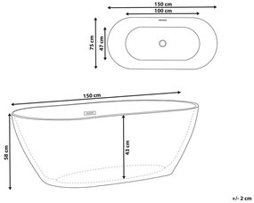 Banheira autónoma oval 150 cm em branco CARRERA Beliani