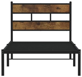 Estrutura de cama sem colchão 80x200 cm metal carvalho fumado