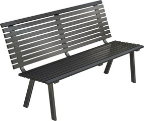 Outsunny Banco de jardim 3 lugares resistente às intempéries em metal banco exterior com assento largo design em ripas, até 240 kg 154 x 68 x 88 cm | Aosom Portugal