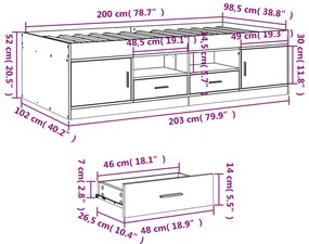 Sofá-cama com gavetas sem colchão 100x200 cm cinzento sonoma