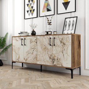 Console Kiev – Nogueira e Mármore Branco – 160 cm x 78 cm x 35 cm
