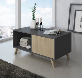 Mesa de café com portas, sala de estar, modelo WIND, cor da estrutura Antracite Grey, cor da porta Puccini, mede 92x50x45cm de altura.