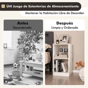 Conjunto de 2 estantes cubos 38 x 33 x 72,5 cm de 2 níveis Branco