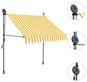 Toldo retrátil manual com LED 100 cm branco e laranja