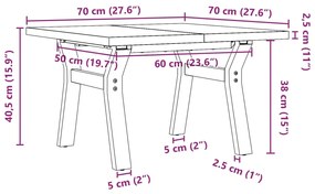 Mesa de centro estrutura em Y 70x70x40,5 cm pinho/ferro fundido