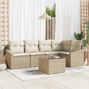 Conjunto de Jantar para Jardim 6 Peças com Almofadas Rattan Poliéster