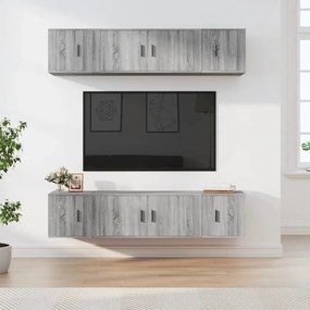 vidaXL Conjunto móveis de TV 6 pcs madeira processada sonoma cinza