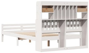 Cama com estante sem colchão 135x190 cm pinho maciço branco
