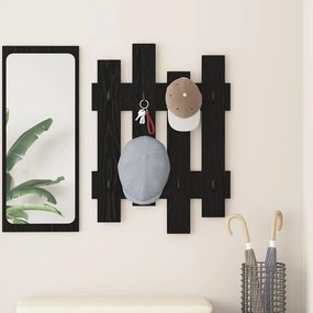 Cabideiro de Parede Carvalho Preto 60 x 3 x 82 cm