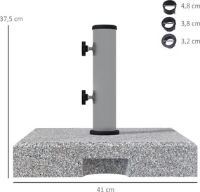 Base para guarda-sol (NÃO INLCLUIDO) em granito 41 C x 41 L x 37,5 A cm base de lastro com peso líquido de 28 kg em metal, com 2 rodas cinzento