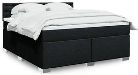 vidaXL Cama com molas/colchão 180x200 cm tecido preto