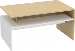 Mesa Baixa para Sala de Estar com Compartimento 95x55x50 cm Madeira e Branco