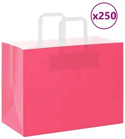 vidaXL Sacos de papel 250 unid com alças rosa 32x17x25 cm