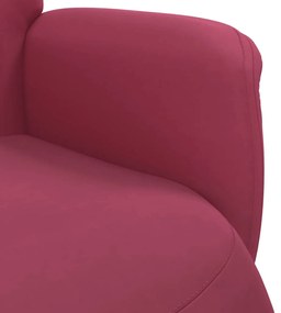 Poltrona reclinável com apoio de pés veludo vermelho-tinto